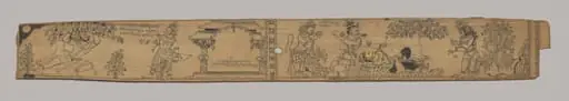 Hanuman Brings the Mountain of Healing Plants; Rama Extracts the Arrow from Lakshmana as Hanuman and a Bear Prepare to Treat Him (recto), from a Romance of Chandrabhanu and Lavanyavati of Upendra Bhanja (Indian, died 1740), by Unknown