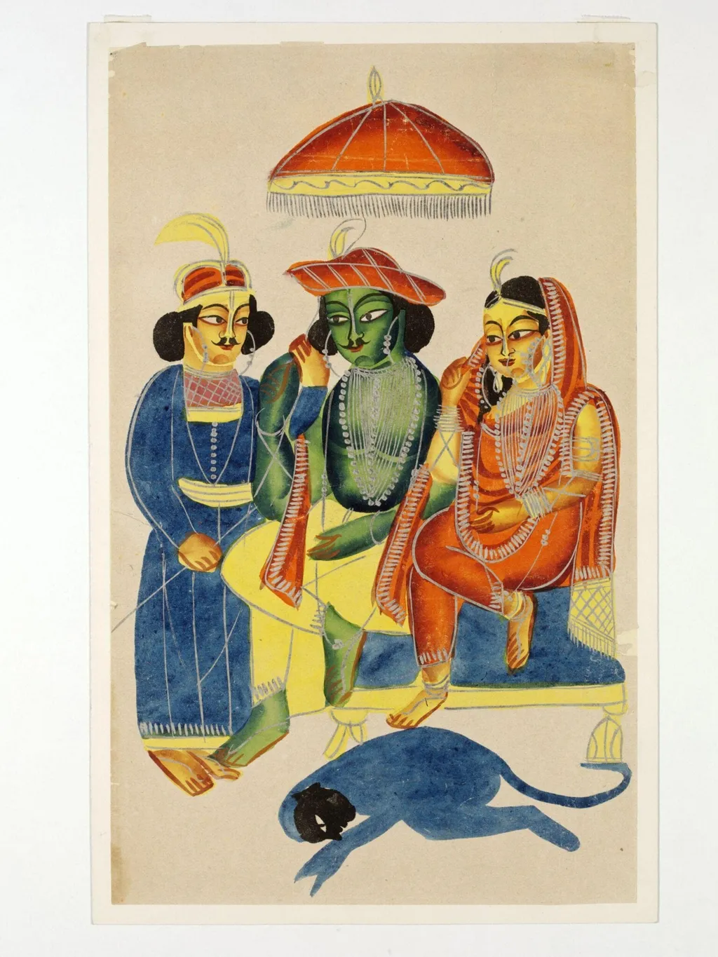 Hanuman, Rama, Sita and Lakshmana, by Unknown, paint, 1885