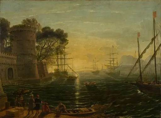 Harbor at Sunset, by Unknown