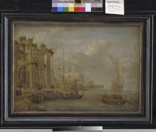Harbour Scene with Antique Ruins, by Unknown