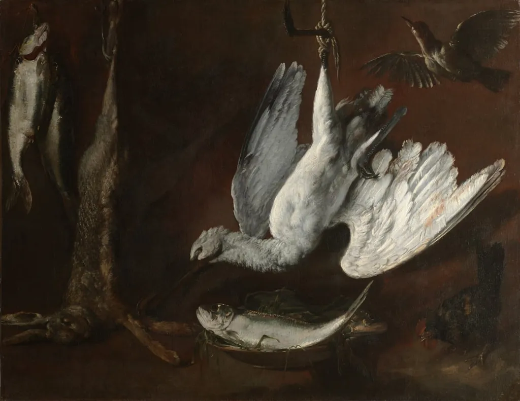 Hare, Spoonbill, and Fish, by Unknown, unspecified, 1604
