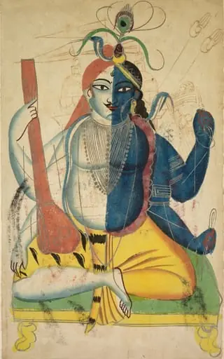 Hari-Hara (recto), from a Kalighat album, by Unknown
