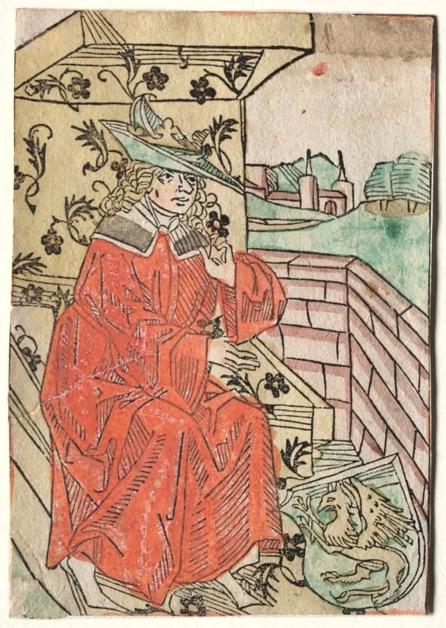 Hartlib's Alexander: Alexander Seated on Throne, by Unknown, 1404