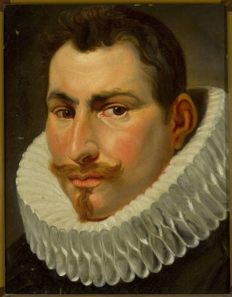 Head of a man in a frill, by Unknown
