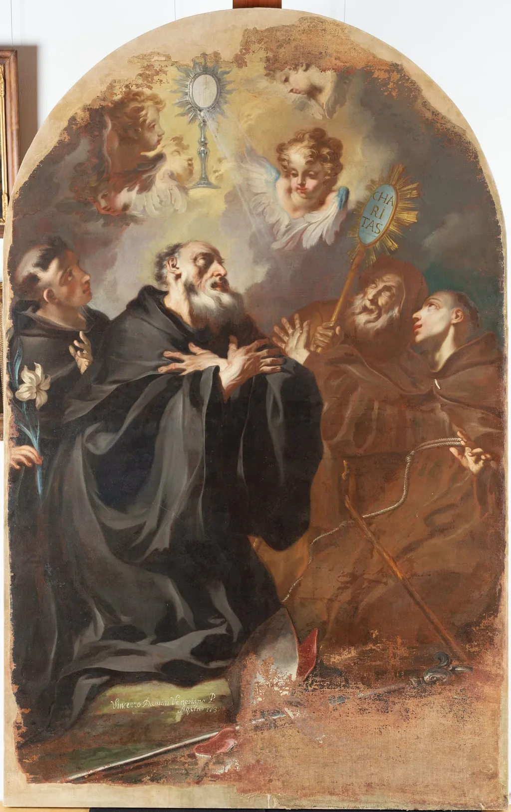 Heilige, die eine Monstranz anbeten, by Unknown, 1850