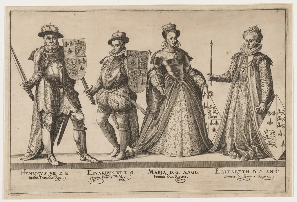 Henry VIII, Edward VI, Mary I and Elizabeth, by Unknown, ink, 1588