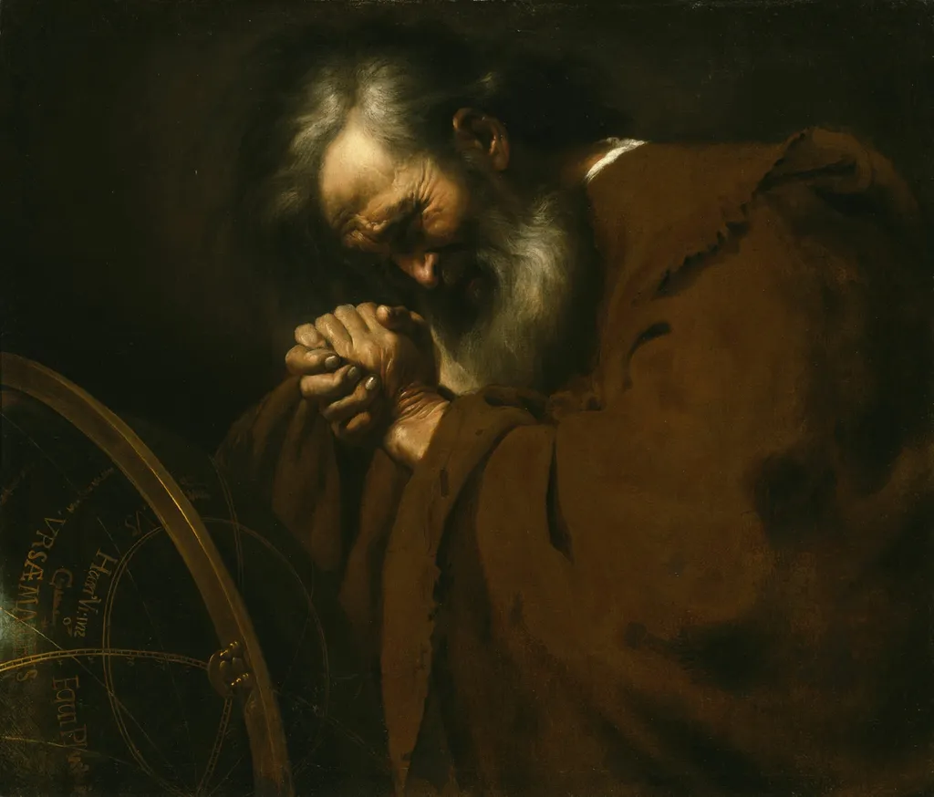 Heraclitus, the Weeping Philosopher, by Unknown, oil, 1630