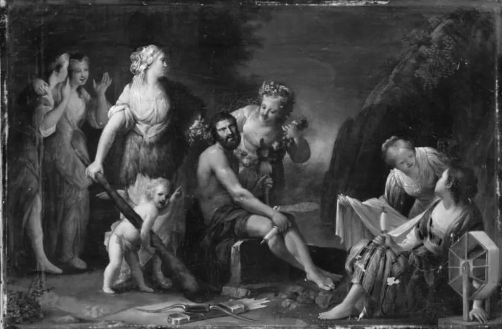 Hercules hos Omphale, omgivet af hendes veninder, by Unknown, 1824