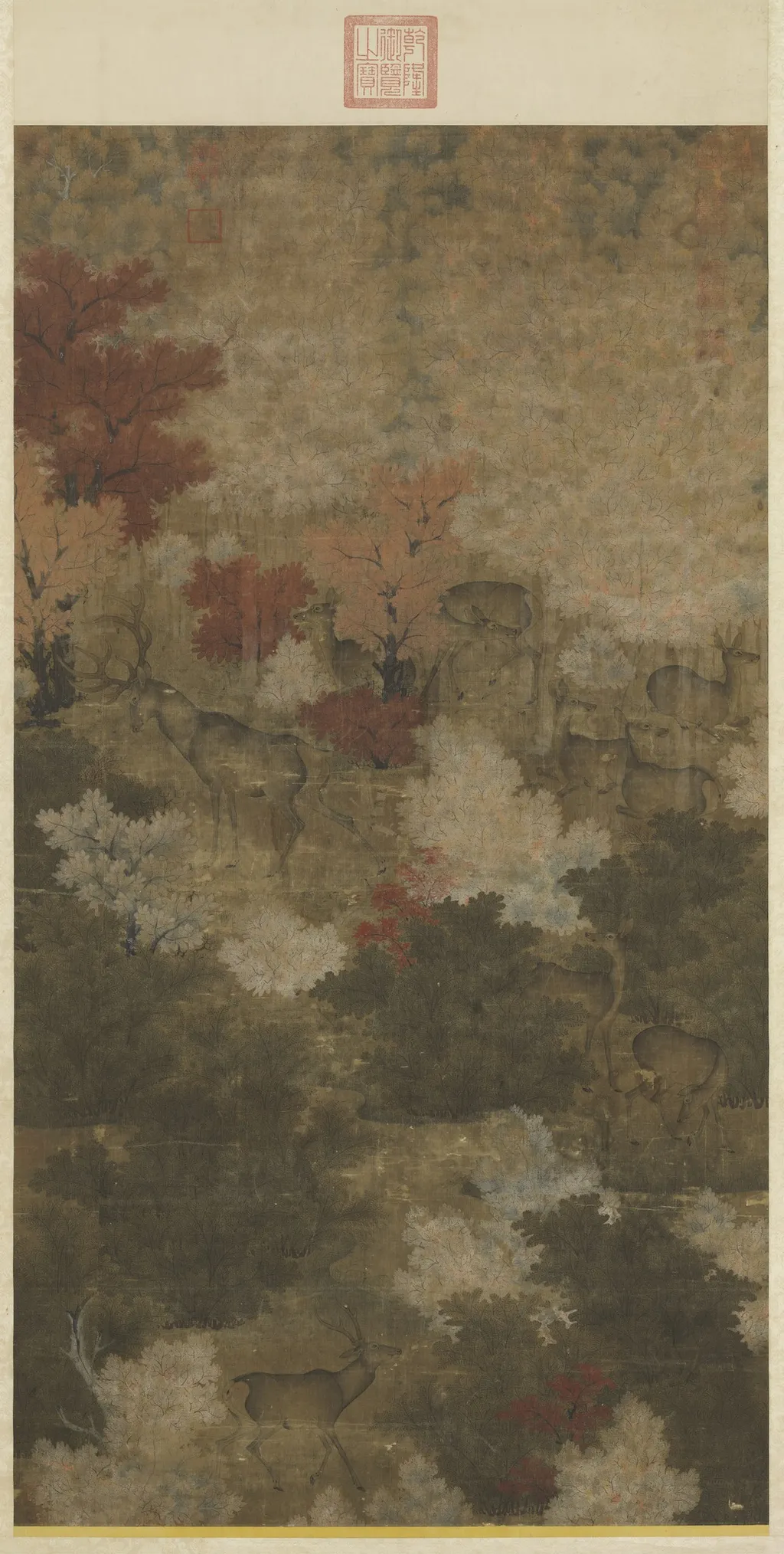 Herd of Deer in an Autumnal Grove, by Unknown, unspecified