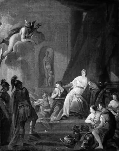 Hermes befaler Kalypso at frigive Odysseus, by Unknown