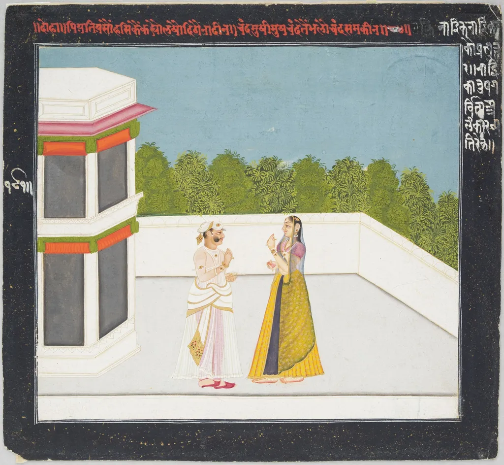 Hero and Heroine Subject: Couple Standing on Terrace, by Unknown, unspecified, 1775