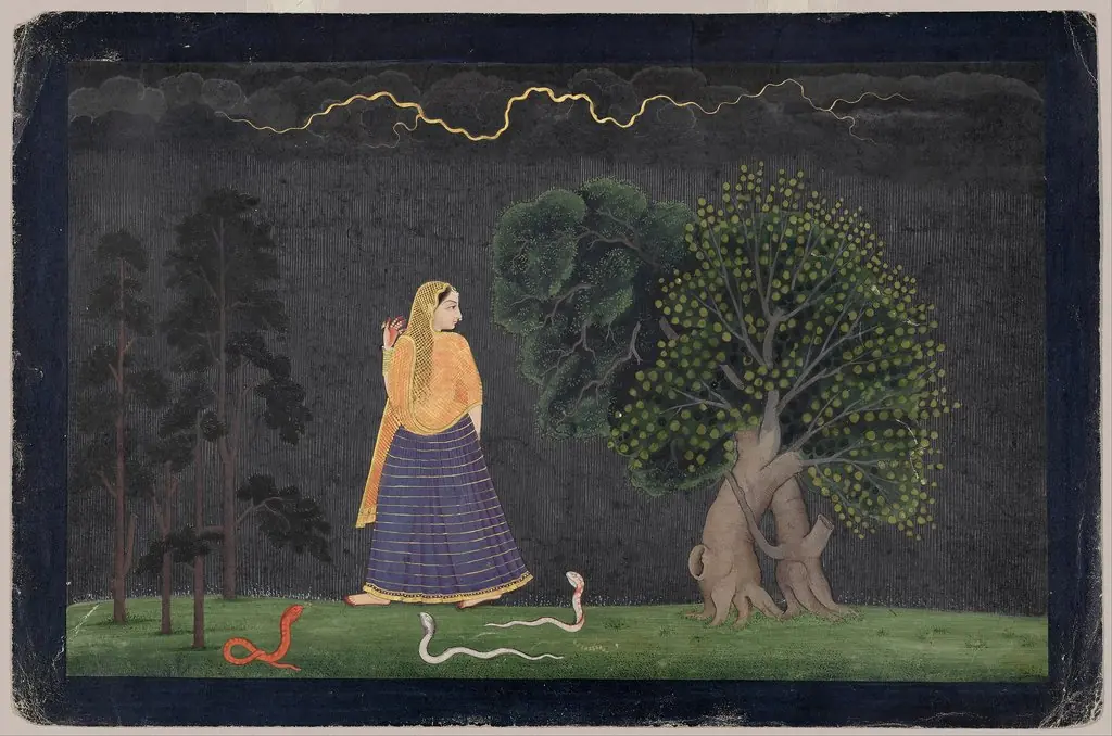 Heroine Rushing to Her Lover (Abhisarika Nayika ), by Unknown, 1750