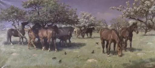 Heste i Dyrehaven, by Unknown