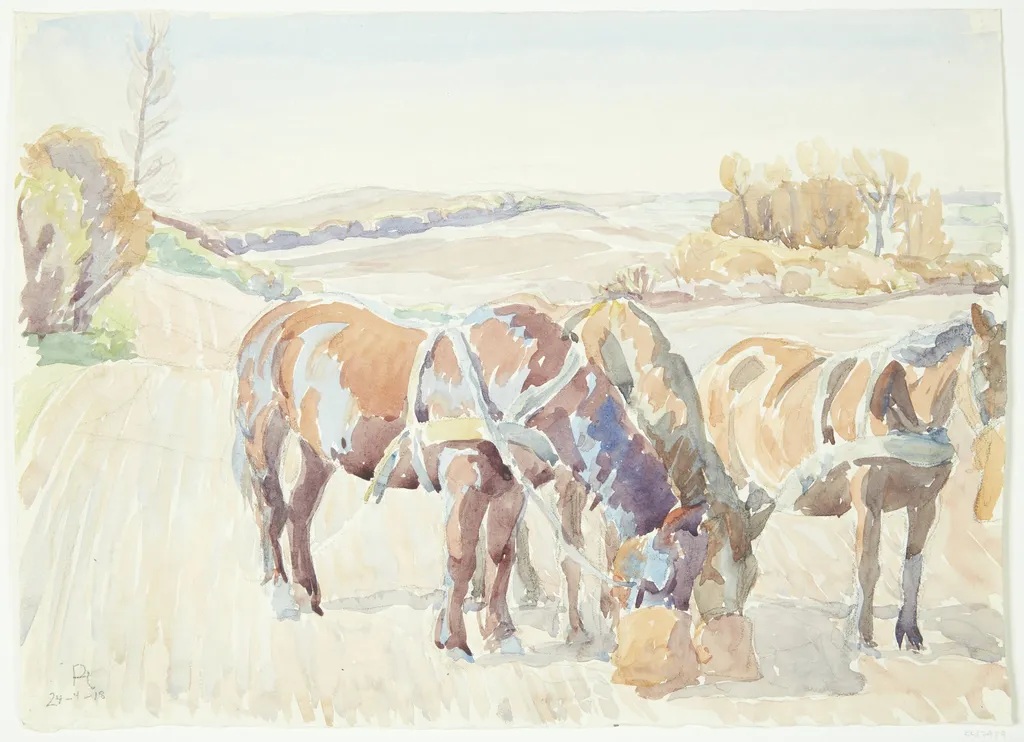 Heste på marken, by Unknown, unspecified, 1918