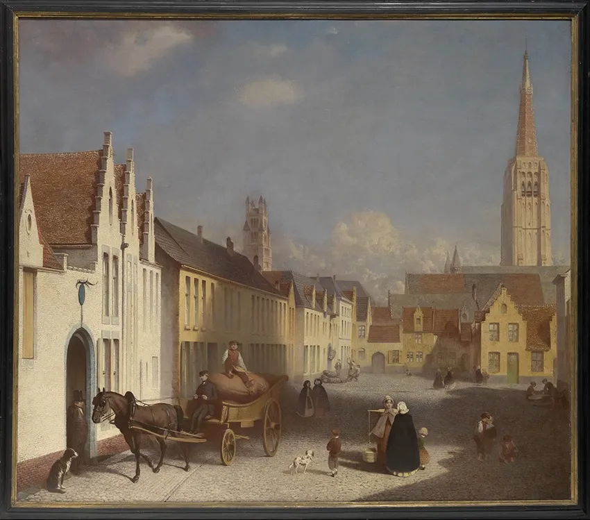 Het Walplein in Brugge, by Unknown, oil, 1858