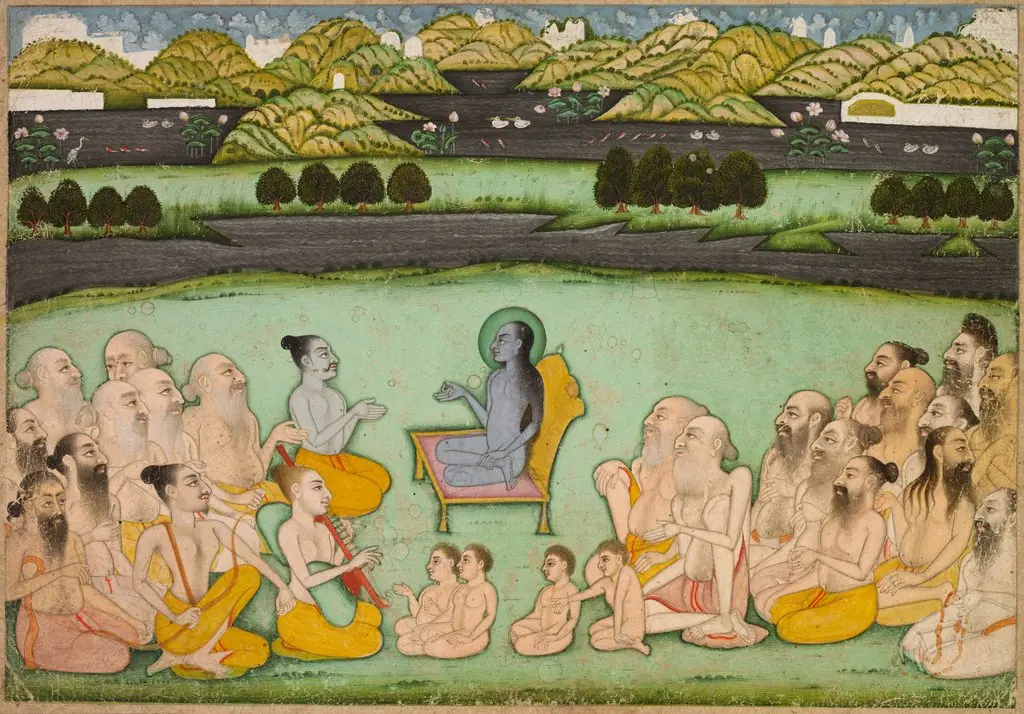 Hindu God Krishna Talking to Elders, by Unknown, 1800