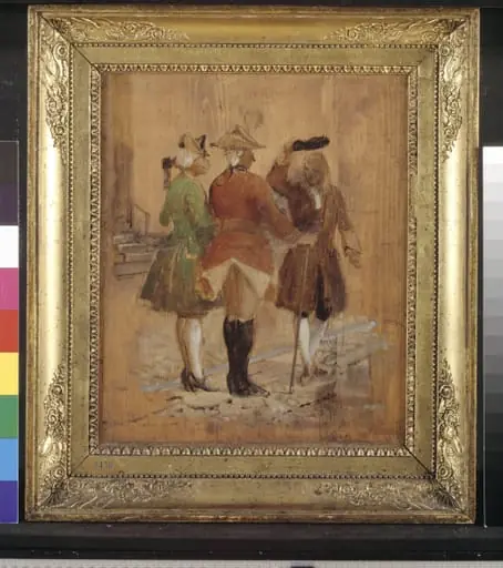 Holberg går af vejen for Jacob von Thyboe og Jean de France, by Unknown