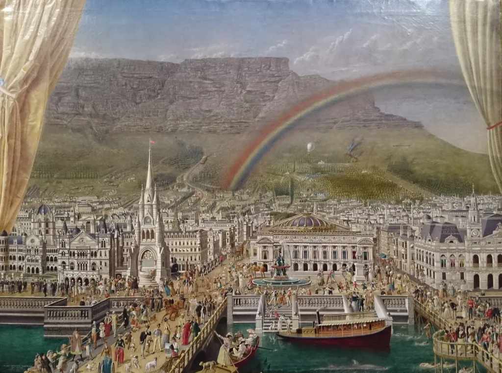 Holiday Time in Cape Town in the Twentieth Century, in Honour of the Expected Arrival of a Governor-General of UNITED South Africa, by Unknown, oil, 1900