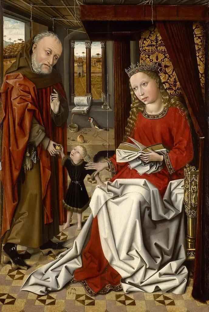 Holy Family in a room, by Unknown, 1460