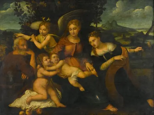 Holy Family with Saint Catherine, by Unknown