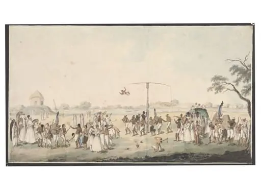 Hook-swinging festival, by Unknown
