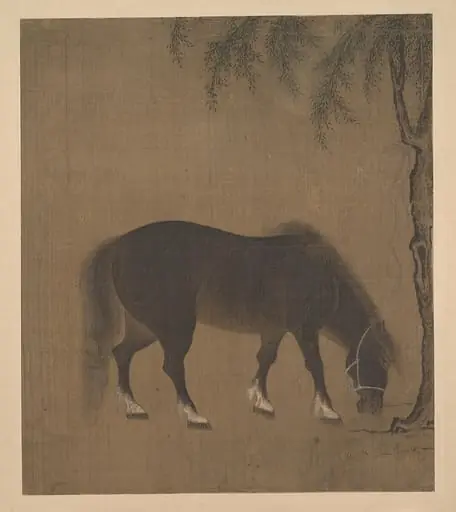 明 佚名 柳馬圖 冊頁|Horse and Willow Tree, by Unknown