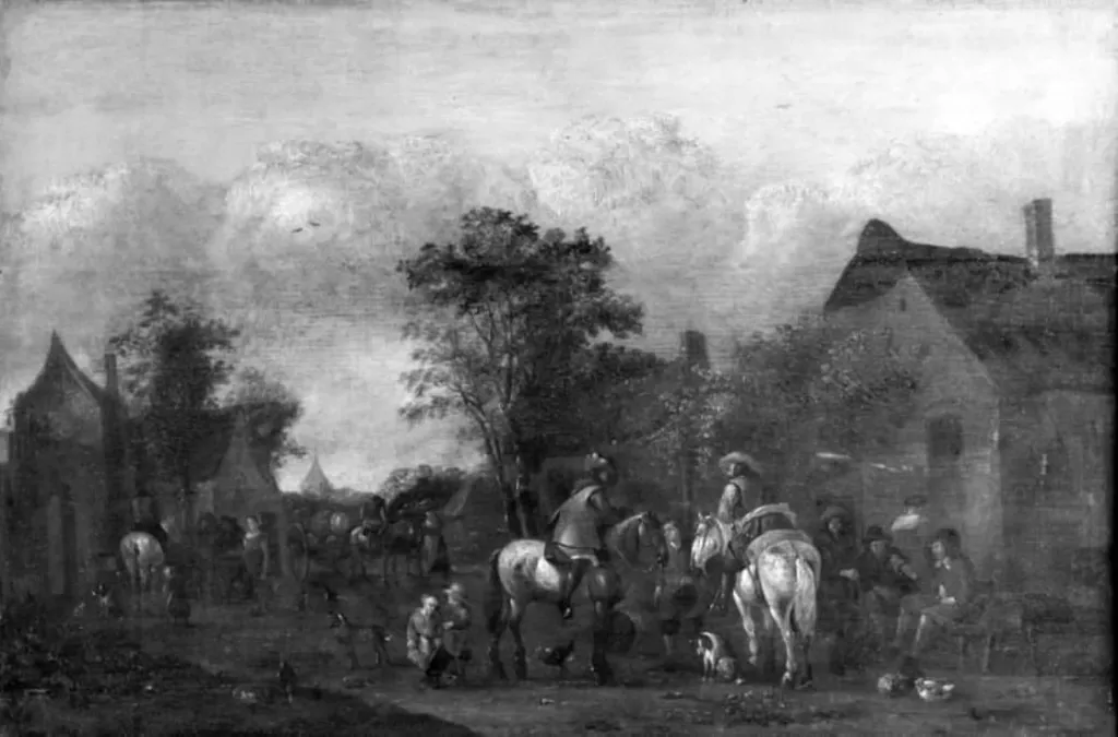 Horsemen by an Inn, by Unknown, 1650