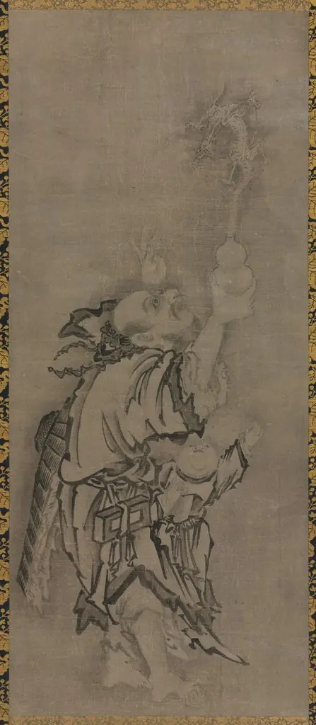 Hotei with Daoist Immortals: Immortal with Gourd and Dragon, by Unknown