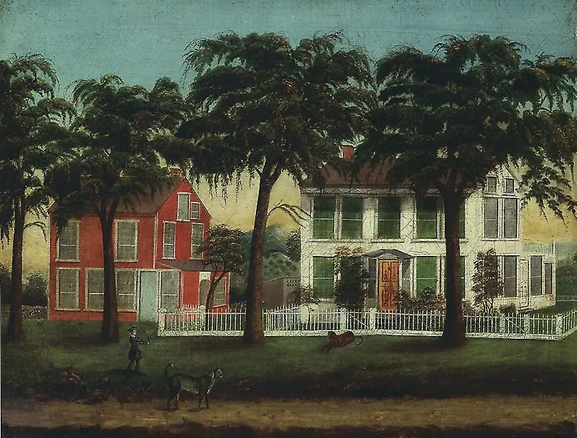 Houses on the Fox River, Illinois, by Unknown