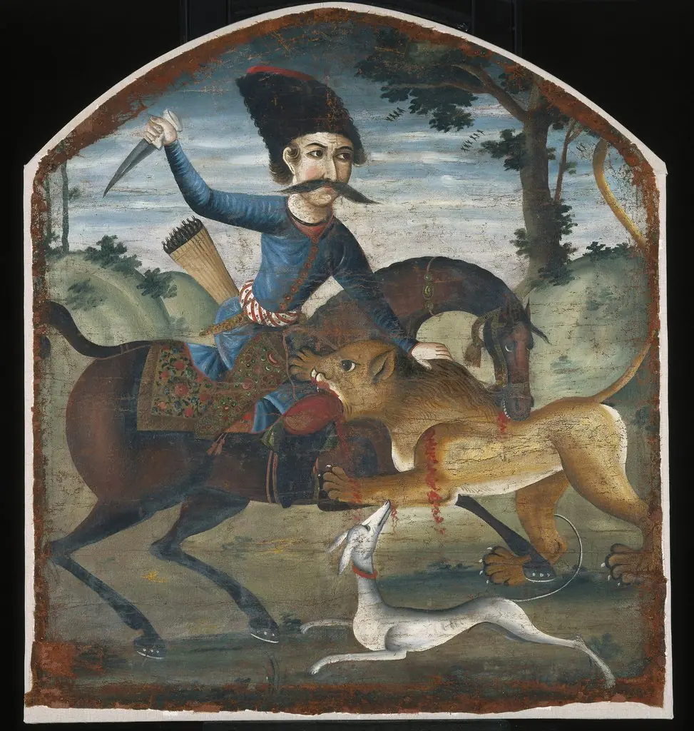 Hunter on Horseback Attacked by a Lion, by Unknown