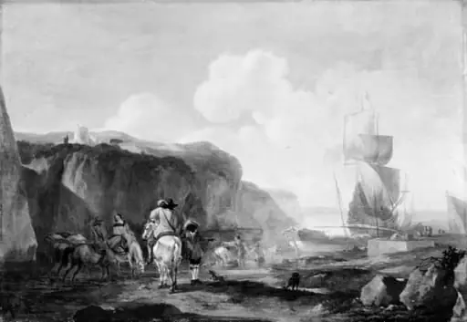 Hunting Party by a Southern Harbour, by Unknown