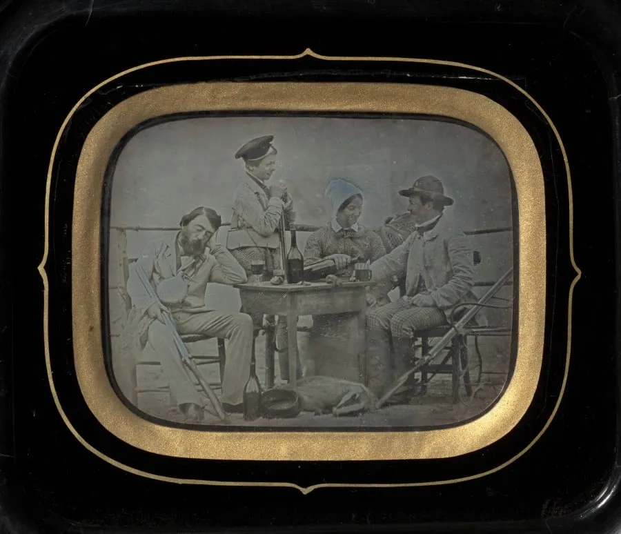 Hunting Party with Badger, Loire Valley, France, by Unknown, 1850