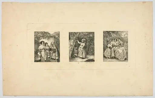 Hüssener, Auguste: Andruckbogen mit drei Gemäldereproduktionen, by Unknown