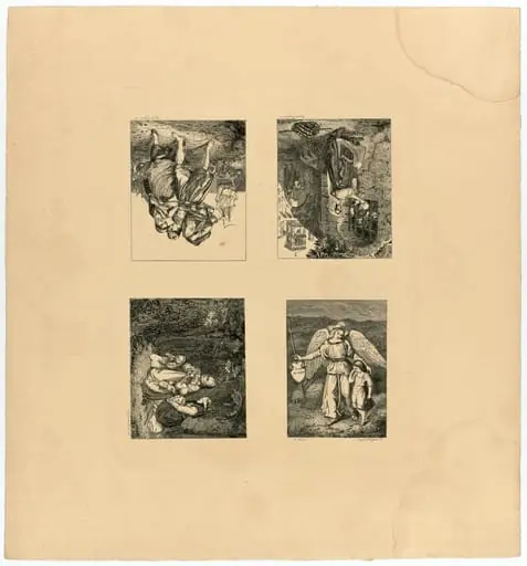 Hüssener, Auguste: Andruckbogen mit vier Gemäldereproduktionen, by Unknown