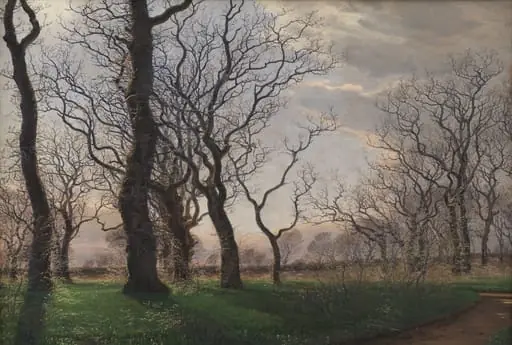 I udkanten af en egeskov en tidlig forårsmorgen, by Unknown