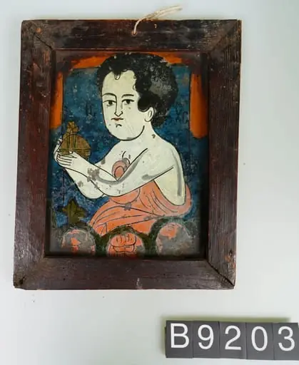 Icoană pe sticlă „Isus cu Globul”, by Unknown