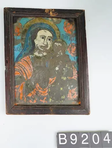 Icoană pe sticlă „Maica Domnului cu Pruncul”, by Unknown
