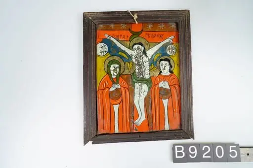 Icoană pe sticlă „Răstignirea”, by Unknown
