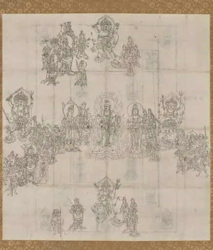 Iconographical Sketch (Zuzō) for the "Benevolent Kings Sutra Mandala", by Unknown
