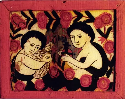Iisus cu globul și Ioan cu mielul, by Unknown