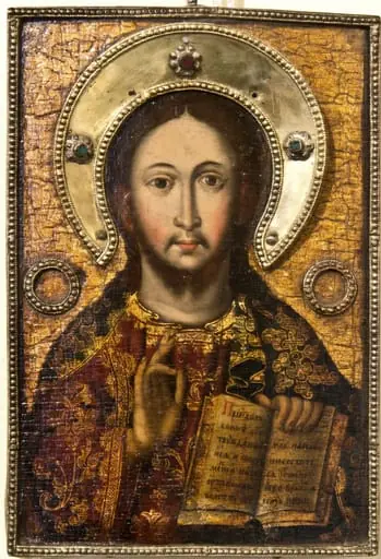 Iisus Hristos Mare învățător; Icoană ferecată, by Unknown