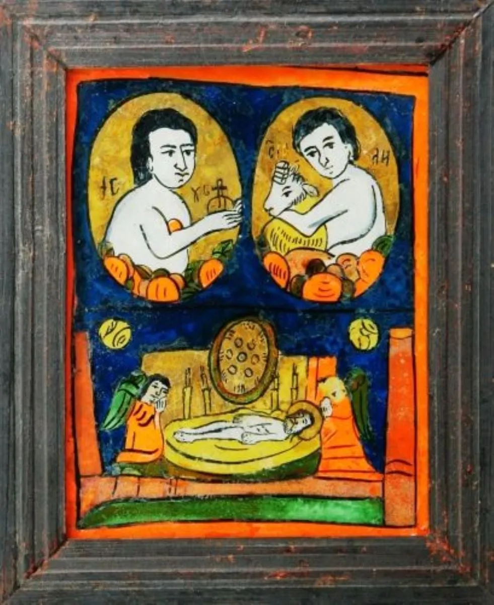 Iisus și Ioan copii; Îngroparea, by Unknown, 1850