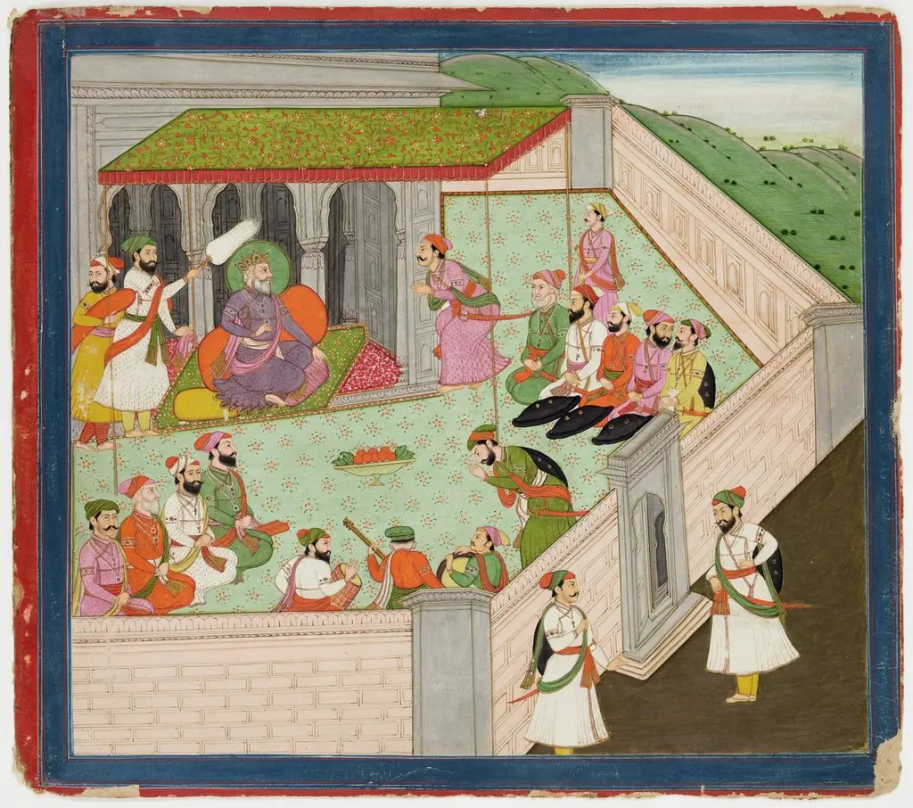 Illustrations to Life of Dhurva Maharaj: #1 Durbar of King Uttan Pad, by Unknown