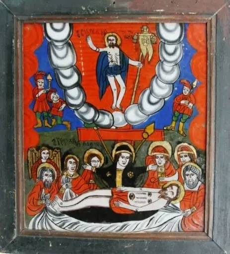 Îngroparea lui Iisus Hristos; Înălțarea lui Iisus Hristos la ceruri (Plângerea, Prohodul), by Unknown