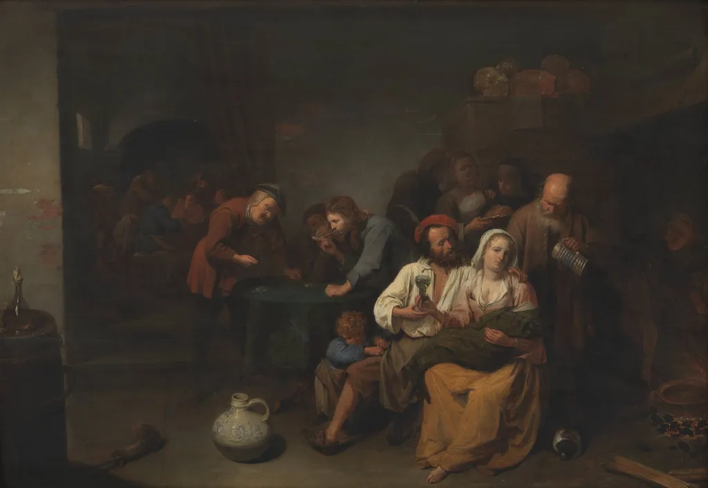 Inn Parlour with Guests, by Unknown, 1650