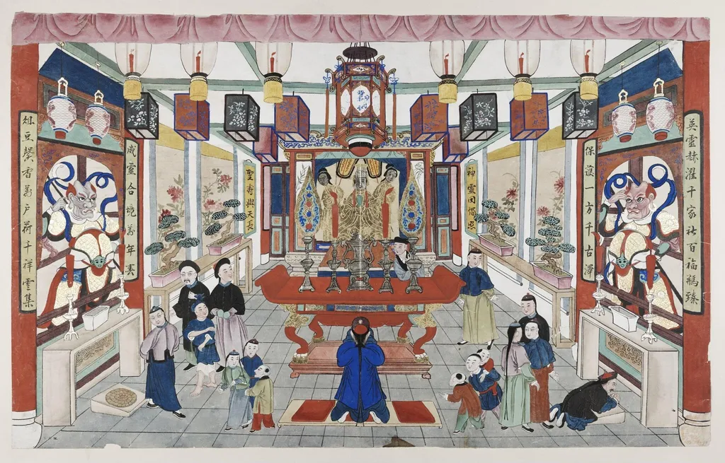 Inside a temple, by Unknown, paint, 1880
