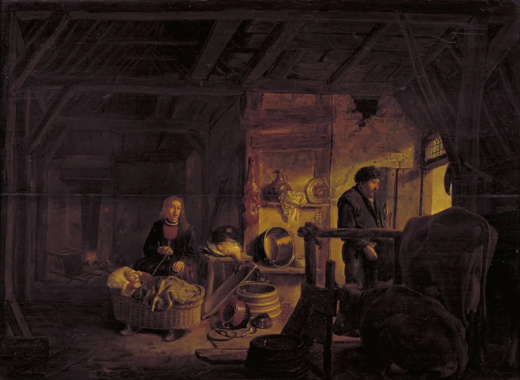 Interior of a Cottage, by Unknown, 1655