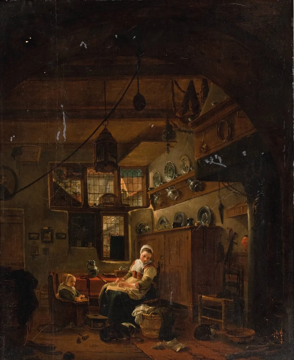 Interior of a Dutch Farm Cottage, by Unknown, 1650