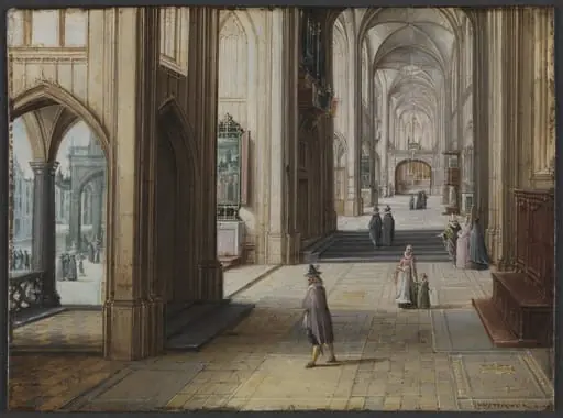 Interior of a Gothic Church Looking East, by Unknown