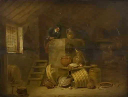 Interior of a Kitchen, by Unknown